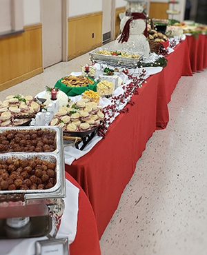 St Matthews Christmas Buffet with Snowman